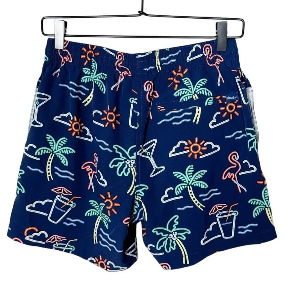 Chubbies The Classic Swim Trunk in Neon Lights Navy Blue 5.5